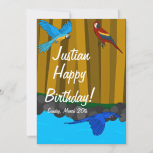 Invitation Perroquets Exotiques Dans La Forêt Anniversaire Fê