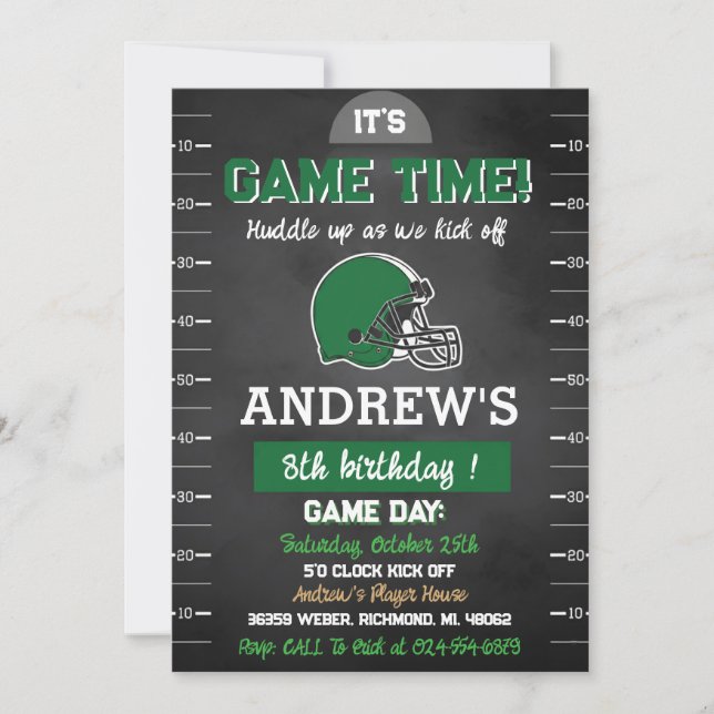 Invitation Personal American football Birthday (Devant)
