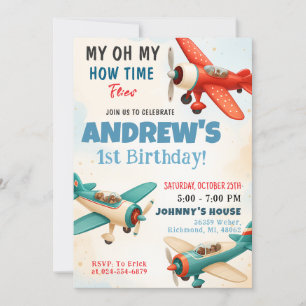 Invitation Personal Boy Time Vol 1er anniversaire fête