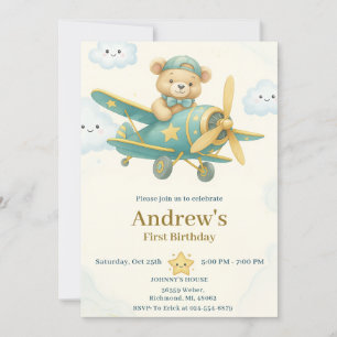 Invitation Personal Cute Avion 1er anniversaire garçon fête