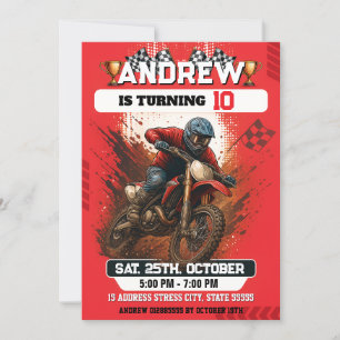Invitation Personal Motocross Dirt Motorbike Anniversaire que