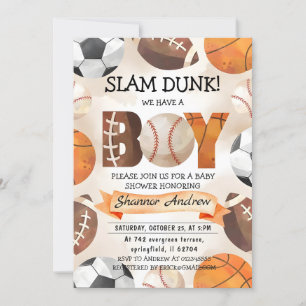 Invitation Personal Simple Sports couleur Baby shower d'eau