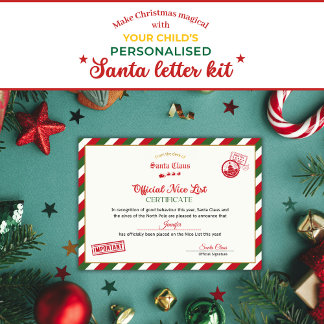 Invitation Personalised Official Nice List Certificate Santa