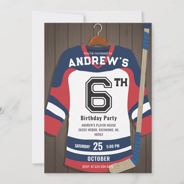 Invitation Personalize Digital Hockey Birthday Party (Devant)