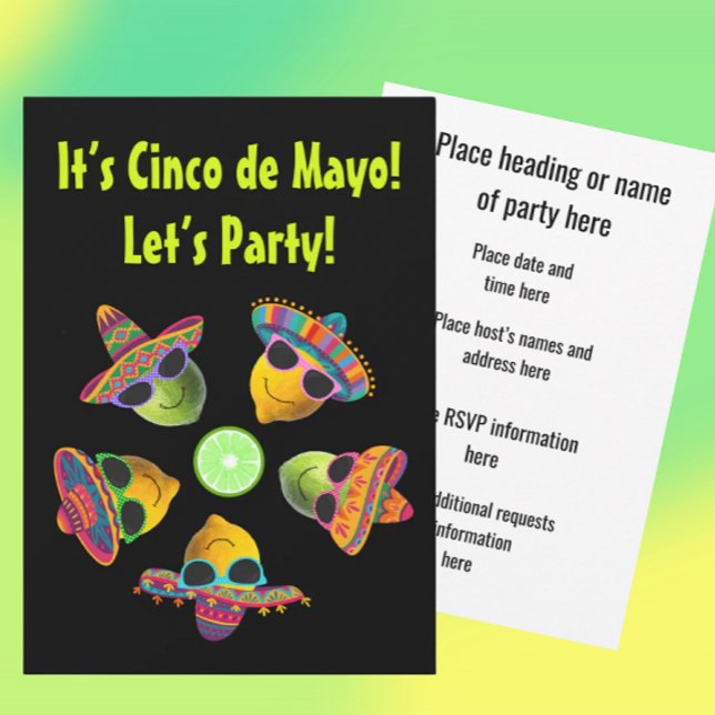 Invitation Personalized Cinco de Mayo Fiesta Lemon Lime  (Customize for any occasion!)