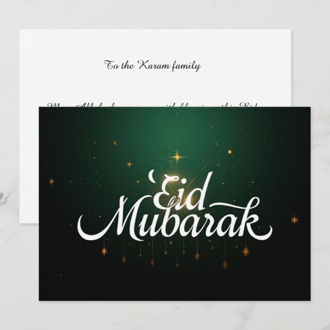 Invitation Personalized Eid Mubarak Modern Greeting card (Devant / Derrière)