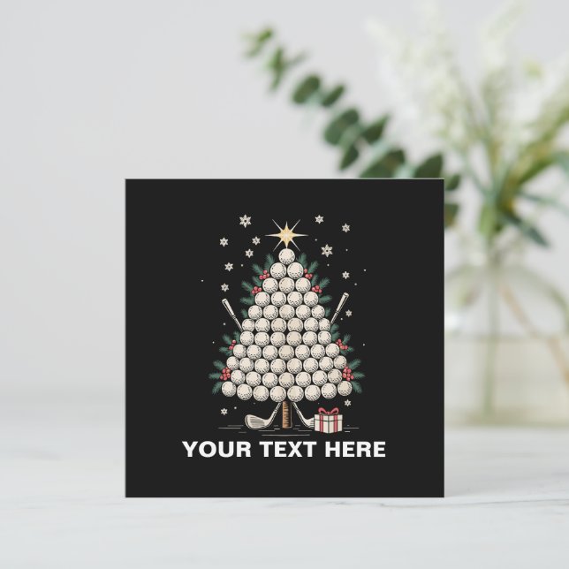 Invitation Personalized Golf Christmas Tree Equipment Family (Debout devant)