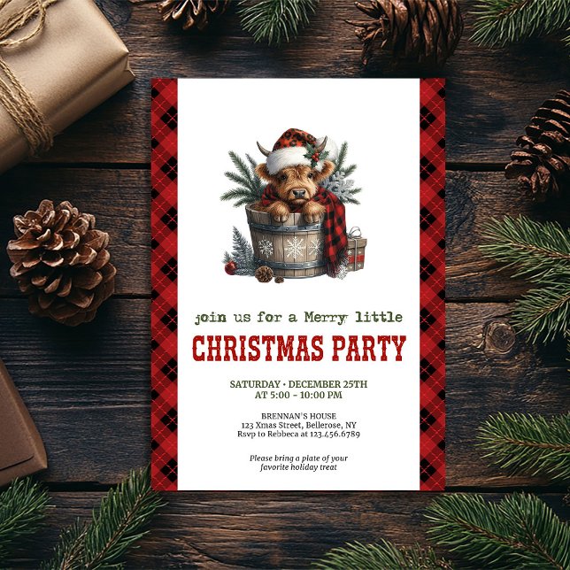 Invitation Personalized highland cow festive party invite (Personalized highland cow festive party invite)