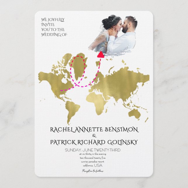 Invitation Personalized Map of Love Journey Wedding (Devant)