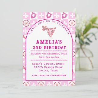 Invitation Personalized Pink Cowgirl Birthday Party