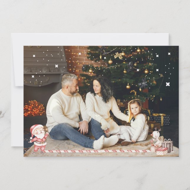 Invitation Personalized Xmas Card w/ Santa & presents (Devant)