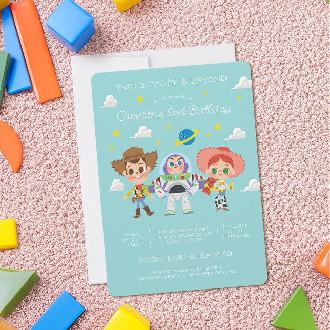 Invitation Personnages de l'histoire du jouet 2 Infinity et a (Card on playroom floor)