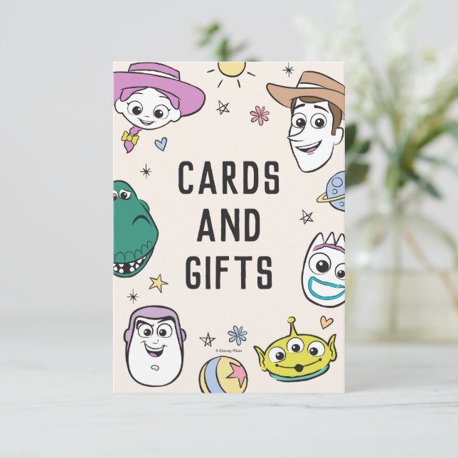 Invitation Personnages de Toy Story pour Baby Shower Pastel (Debout devant)