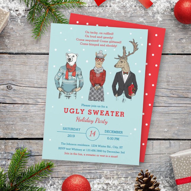 Invitation Personnages Hipster Noël Sweat Ugly Christmas (Créateur téléchargé)