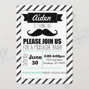 Invitation Personnalisable à la Mustache Party