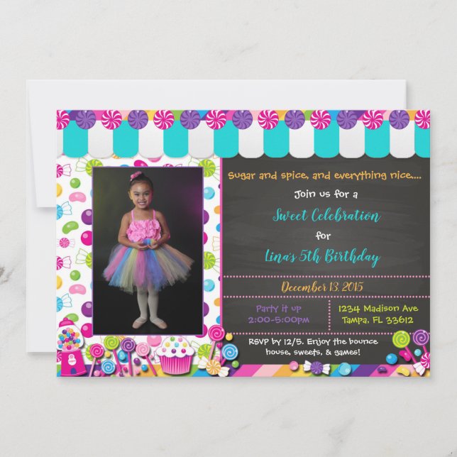 Invitation Personnalisable Candyland (Devant)