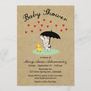 Invitation personnalisable de baby shower de lapin