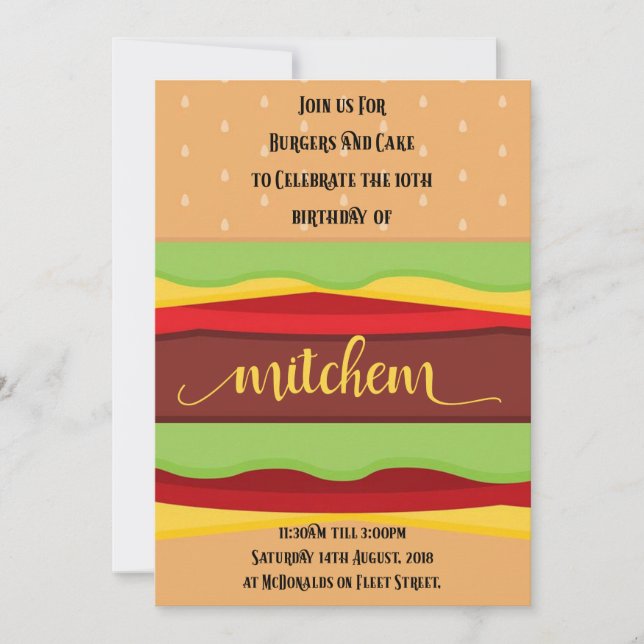 Invitation personnalisable de fête d'anniversaire (Devant)