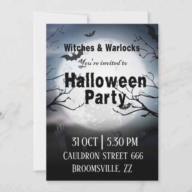 Invitation personnalisable de la fête d'Halloween (Devant)