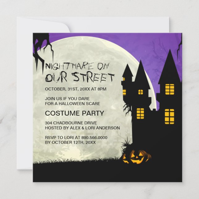 Invitation personnalisable de partie de Halloween (Devant)