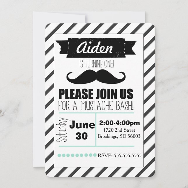 Invitation personnalisable de partie de moustache (Devant)