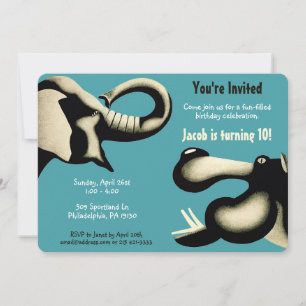 Invitation personnalisable de style Zoo vintage