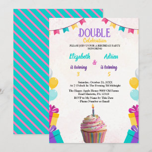Invitation Personnalisable et amusant Colorful enfants double