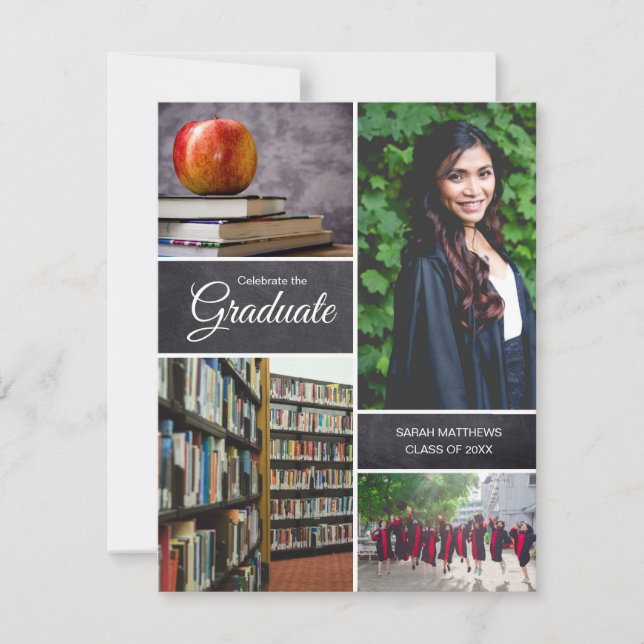 Invitation Personnalisable Graduate photo collage classe de c (Devant)