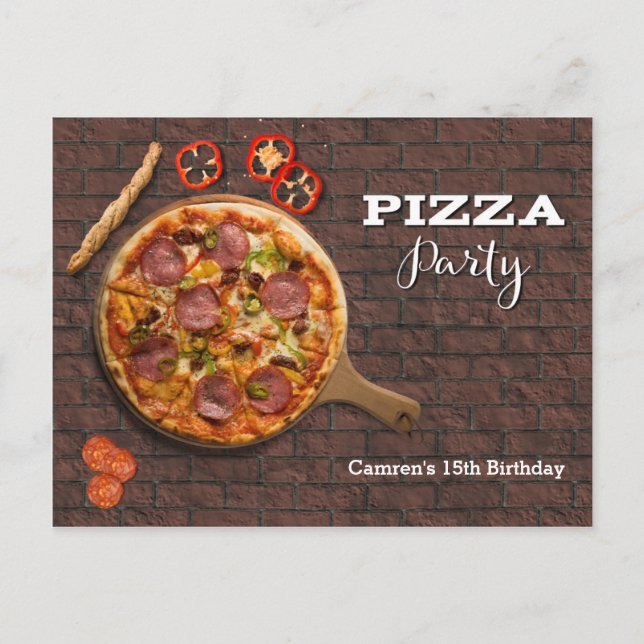 Invitation personnalisable pour une soirée pizza (Devant)