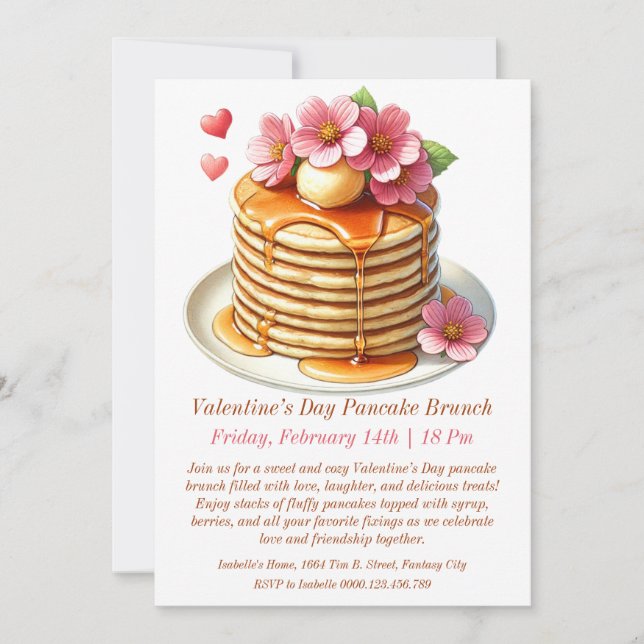 Invitation Personnalisable Saint Valentin Pancake Brunch Invi (Devant)