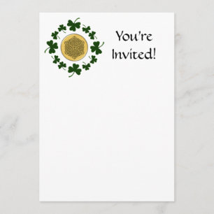 Invitation PERSONNALISABLE !  Shamrocks - Gold Irish Celtic