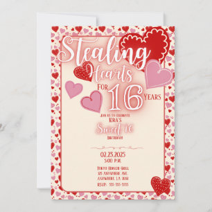 Invitation Personnalisable Sweet 16 Anniversaire Fête Invitat