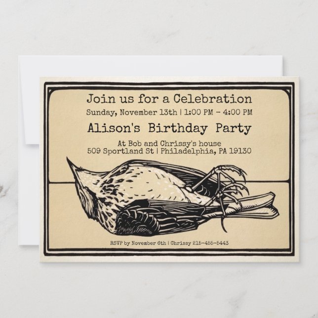 Invitation Personnalisable vintage Dead Bird (Devant)