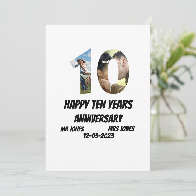 Invitation Personnalisé 10 ans Anniversaire 2 Collage photo (Debout devant)