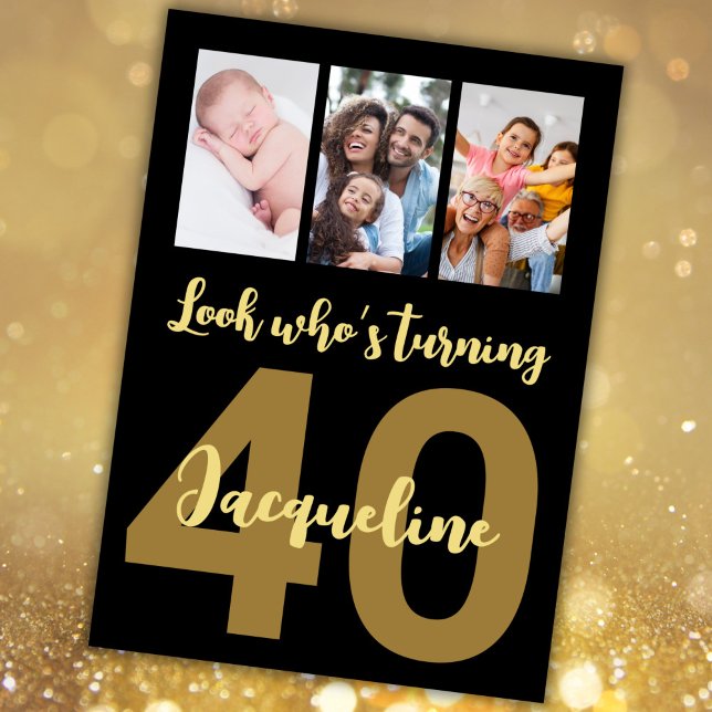 Invitation Personnalisé 40e anniversaire Gold Modern Photo Co (Créateur téléchargé)
