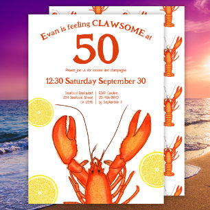 Invitation Personnalisé 50e anniversaire Aquarelle Homard Fru