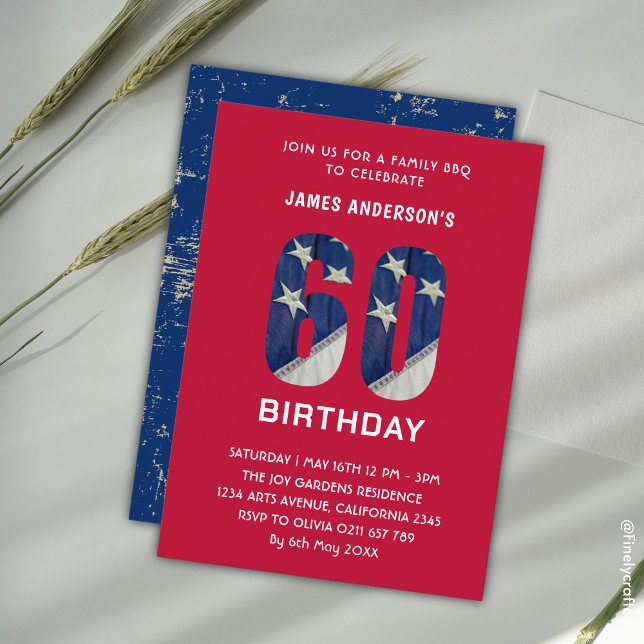 Invitation Personnalisé 60e anniversaire Famille BBQ Party 4  (Créateur téléchargé)