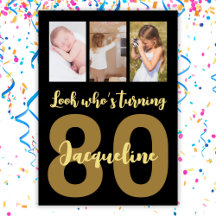 Personnalisé 80e anniversaire Black and Gold Photo