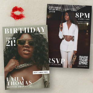 Invitation Personnalisé Anniversaire Magazine Couverture Phot