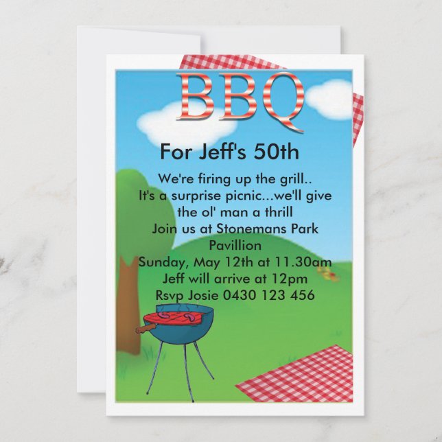 Invitation Personnalisé BBBQ personnalisé (Devant)