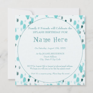 Invitation Personnalisé Blue & Grey Fun Big Splash Anniversai