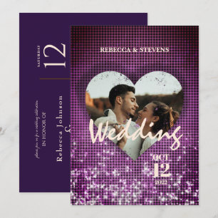 Invitation Personnalisé Coeur Faux Burgundy Plaid Photo Maria