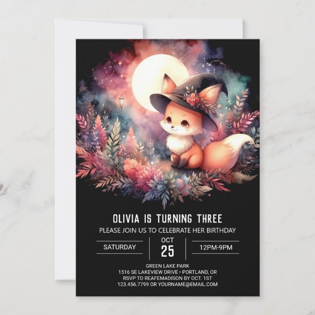 Invitation Personnalisé Cute Fox Anniversaire numérique (Devant)