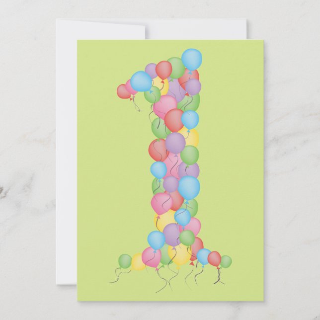 Invitation personnalisé des ballons de fête de 1er (Devant)