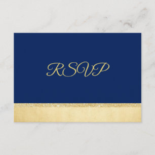 Invitation Personnalisé Elegant Marine Blue Gold Mariage