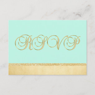 Invitation Personnalisé Elegant MINT Gold Mariage RSVP