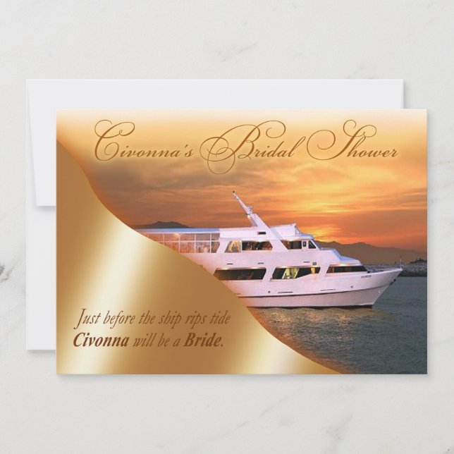 Invitation :: PERSONNALISÉ : Fête de l'mariée de yacht de Civ (Devant)