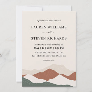 Invitation Personnalisé Gris beige Abstrait Montagnes Mariage