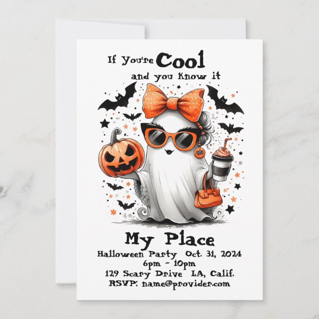 Invitation Personnalisé Halloween Ghost Funny Adulte (Devant)