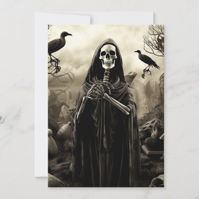 Invitation Personnalisé Halloween Party Gothique Squelette Gr (Devant)